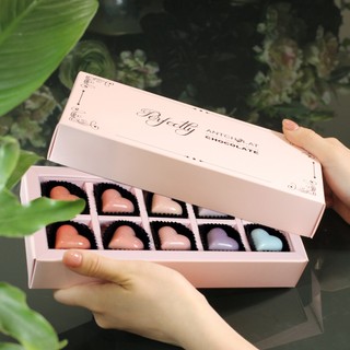 Socola Hộp Quà Antcholat Perfectly Chocolate S02 10 Trái Tim Pastel đắng dịu tan mượt Quà Tặng