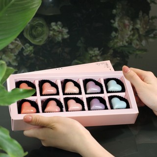 Socola Hộp Quà Antcholat Perfectly Chocolate S02 10 Trái Tim Pastel đắng dịu tan mượt Quà Tặng