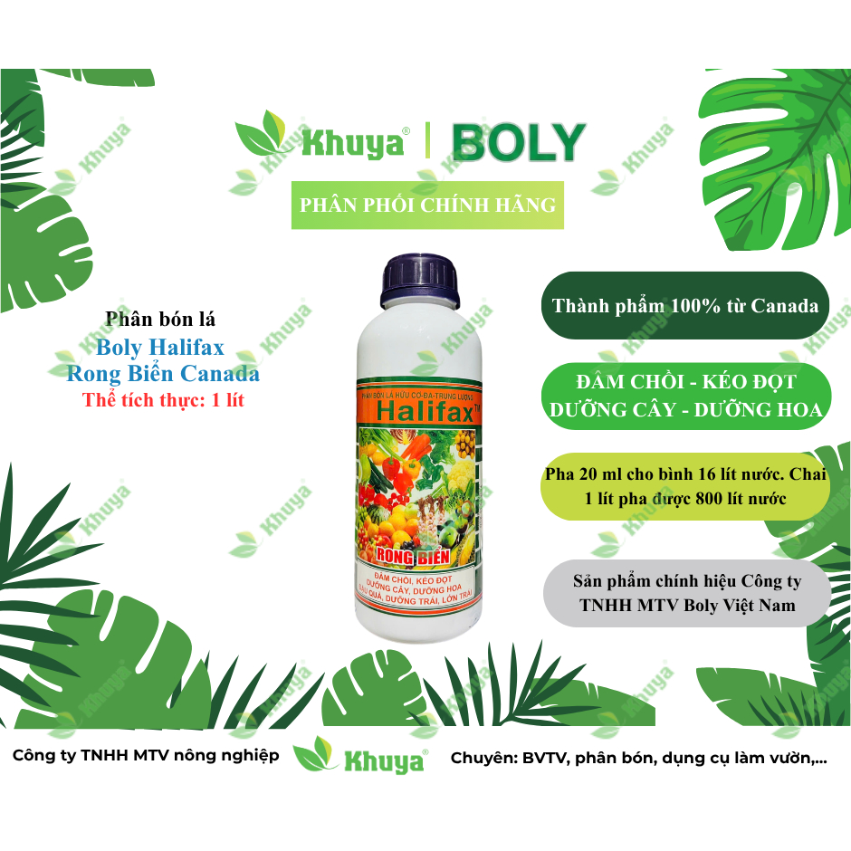Phân bón lá Boly Halifax Rong Biển Canada ĐÂM CHỒI - KÉO ĐỌT - DƯỠNG CÂY