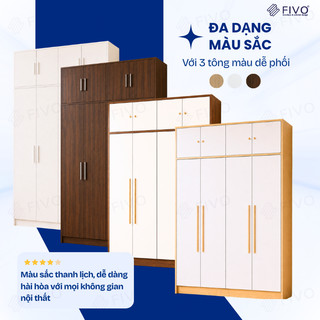 Tủ Quần Áo Gỗ Màu Walnut FIVO FC01 Cửa Mở, Phù Hợp Không Gian Phòng Ngủ, Trả Góp 0%, Freeship + Free lắp đặt
