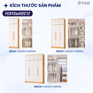 Tủ Quần Áo Gỗ Cửa Mở FIVO FC01, Gỗ Chống Ẩm Cao Cấp, Diện Tích Lớn, Phù Hợp Mọi Không Gian, Freeship + Free lắp đặt