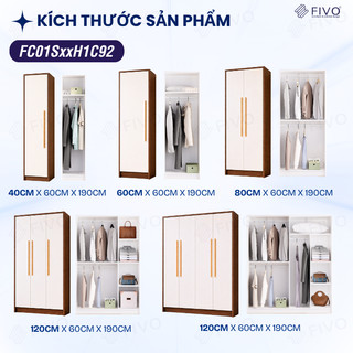 Tủ Quần Áo Gỗ Màu Walnut FIVO FC01 Cửa Mở, Phù Hợp Không Gian Phòng Ngủ, Trả Góp 0%, Freeship + Free lắp đặt