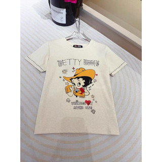 Áo phông cotton MSK hình cô gái mũ vàng form babytee #21525