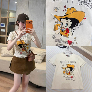 Áo phông cotton MSK hình cô gái mũ vàng form babytee #21525
