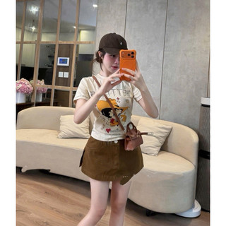 Áo phông cotton MSK hình cô gái mũ vàng form babytee #21525