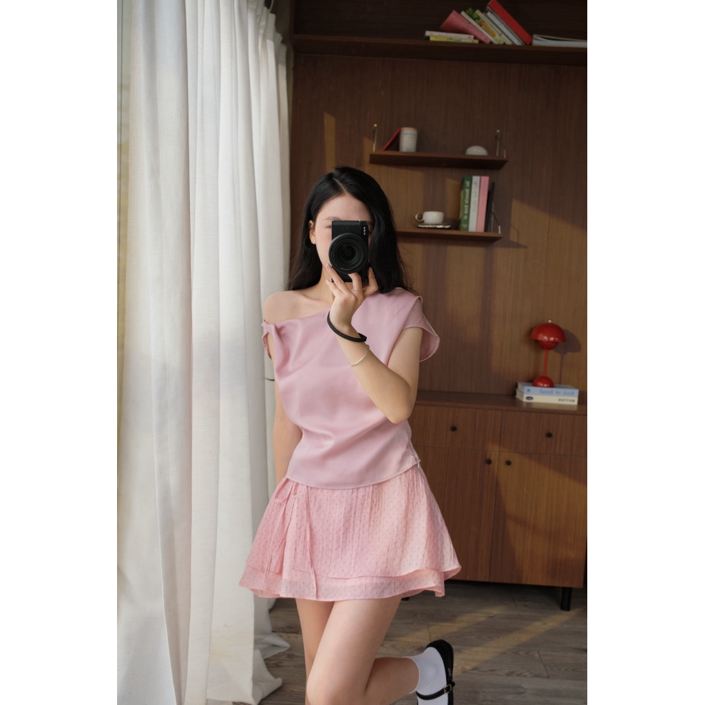Quinn Set (TSW) Set áo voan lụa nhún vai chiết eo kèm chân váy hoạ tiết Nữ the.sweaterweather CÓ SẴN