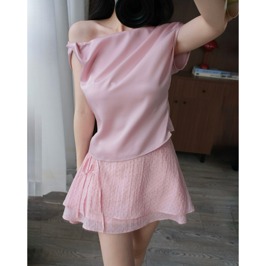 Quinn Set (TSW) Set áo voan lụa nhún vai chiết eo kèm chân váy hoạ tiết Nữ the.sweaterweather CÓ SẴN