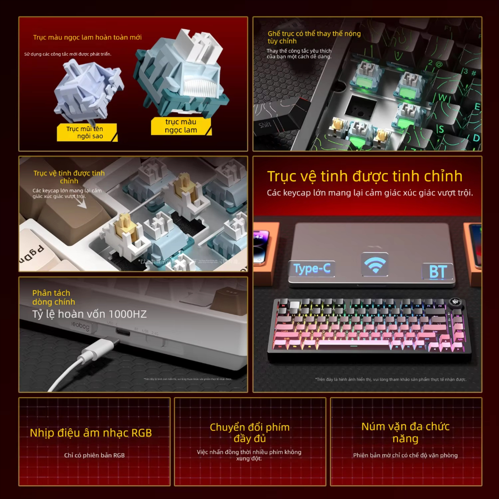 {HỎA TỐC} Kit Bàn Phím Cơ Nhôm Leobog Hi75C Pro 3 Mode | Mạch Xuôi, Hotswap 5 Pin, LED RGB | BigBuy360 - bigbuy360.vn