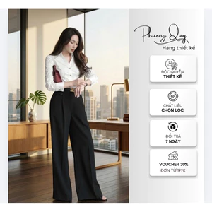 Áo sơ mi nữ chiết ly eo công sở tay dài màu xanh kẻ sọc phong cách thanh lịch hàng thiết kế