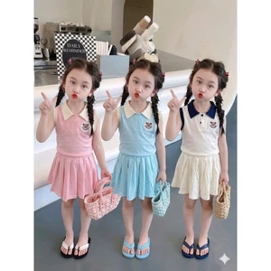 Sét Váy Bé Gái Cổ Bẻ Kèm Quần Lót Trong Bảo Vệ Cho Bé Chất Vải Cotton Mềm Mại Thoáng Mát