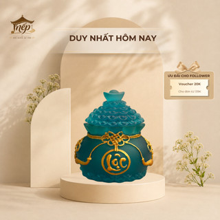 Hũ Muối Gạo Tài Lộc Chiêu Tài May Mắn Cao 8cm Màu Xanh Dương