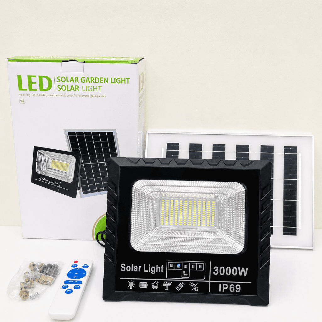Đèn năng lượng mặt trời công suất 3000W, IP69 chống nước khi lắp đặt ngoài trời , tự động bật tắt dễ dàng lắp đặt