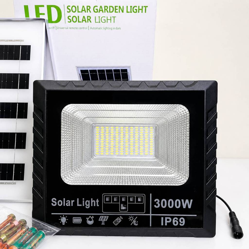 Đèn năng lượng mặt trời công suất 3000W, IP69 chống nước khi lắp đặt ngoài trời , tự động bật tắt dễ dàng lắp đặt