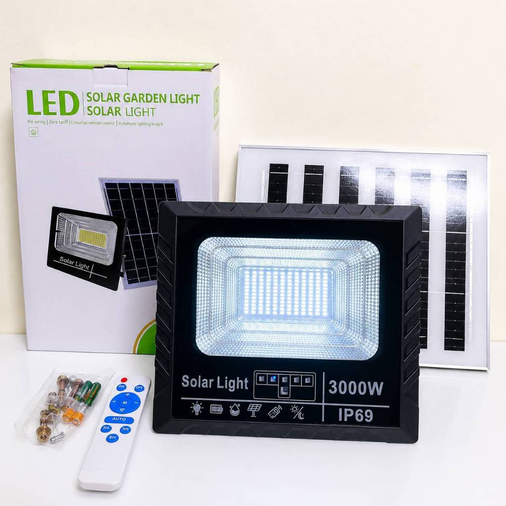 Đèn năng lượng mặt trời công suất 3000W, IP69 chống nước khi lắp đặt ngoài trời , tự động bật tắt dễ dàng lắp đặt