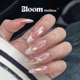 [B45] Nailbox thiết kế mắt mèo ánh trăng fench và đá cấp nơ bạc by Bloom.nailbox