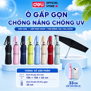 Ô Dù Gấp Gọn Deli Che Nắng Mưa Cầm Tay Tự Động Đóng Mở 2 Chiều Chống Tia UV Chất Liệu Dày Dặn Chống Thấm