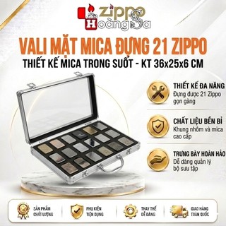 ( hoả tốc) Hộp nhôm mặt mika 21 ô đựng zippo, hộp đựng nhẫn , trang sức, Dài 36 rộng 25 cao 6cm
