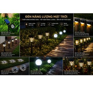 10 Mẫu Đèn Sân Vườn Cắm Cỏ Năng Lượng Mặt Trời chống nước bật tắt thông minh