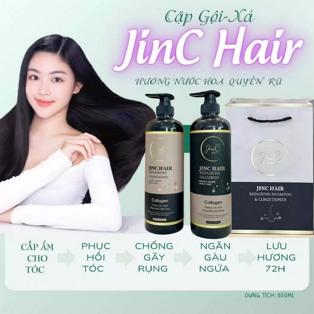 Dầu gội đầu hương nước hoa JinC Hair, sạch gàu, mềm mượt tóc, phục hồi hư tổn 800ml | Trunghair