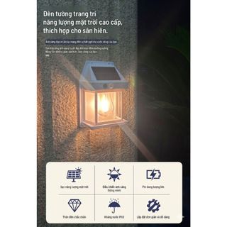 Đèn gắn tường năng lượng mặt trời Sợi đốt Vonfam chống nước treo cổng , khu vệ sinh ...