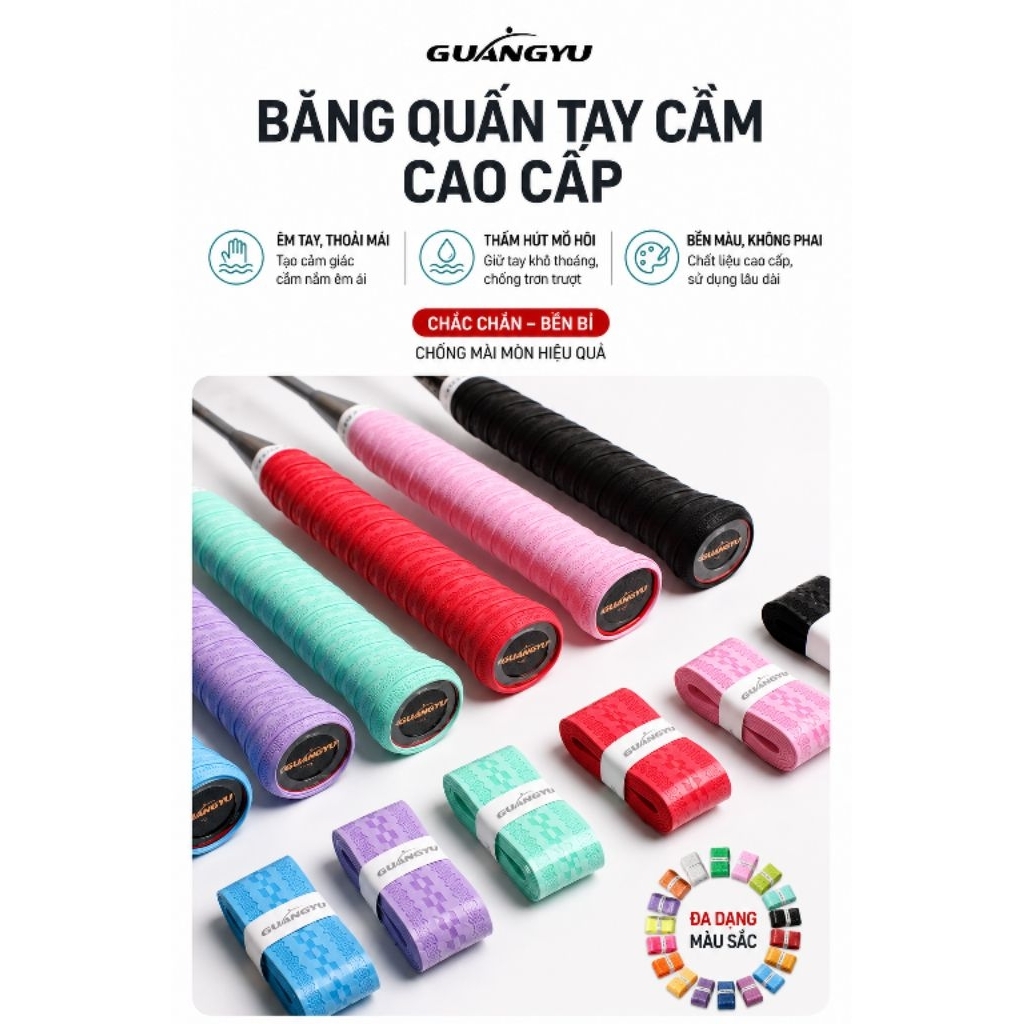 Mua 5c tặng 1 ,Mua 10c tặng 2 Quấn Cán Vợt Pickleball Vân Nổi Cao Cấp | Thấm Hút Mồ Hôi, Chống Trượt| Tennis, Cầu Lông