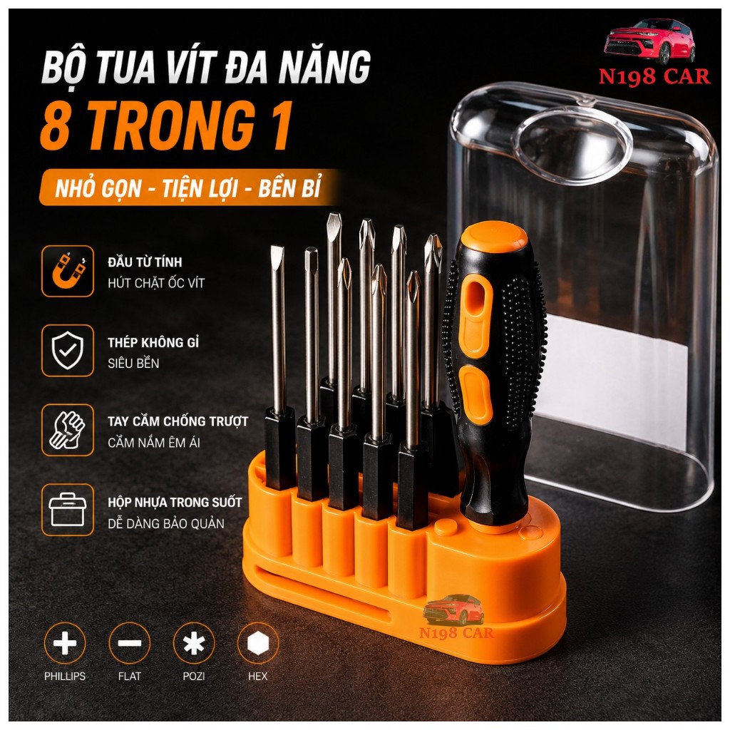 Bộ Tua Vít Đa Năng 8 Trong 1 Chất Liệu Thép Carbon , Bộ Dụng Cụ Cao Cấp Sửa Chữa Tiện Lợi 8 IN 1