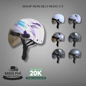 Nón Bảo Hiểm 1/2 Có Kính Màu Hoạ Tiết ,có 3 size, Uniex, Kính Màu Trà Khói, thương hiệu GRZ - Miễn phí vận chuyển