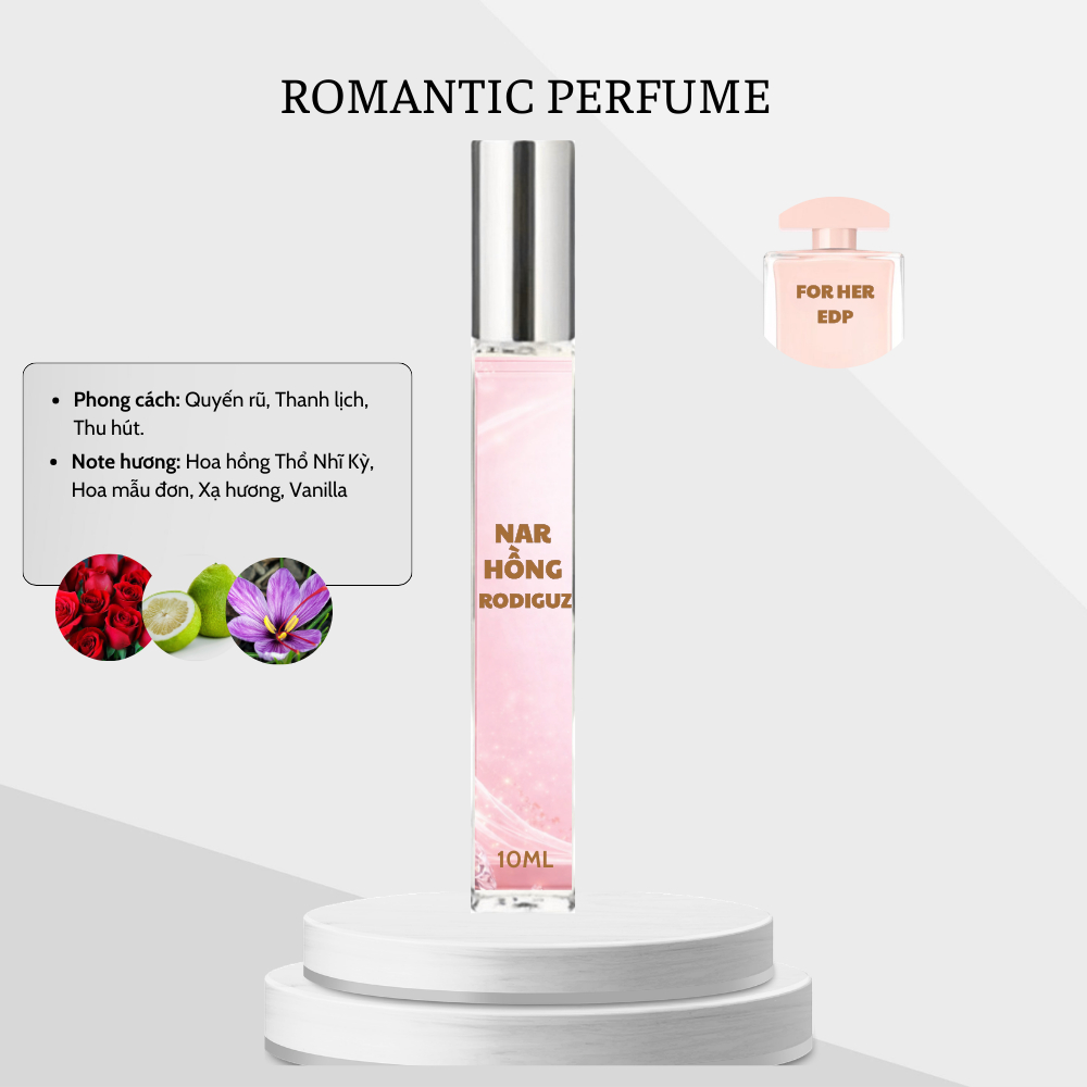 Nước hoa nữ Romantic NARCISO Hồng EDP 10ml – Hương xạ quyến rũ, ngọt dịu và thanh lịch