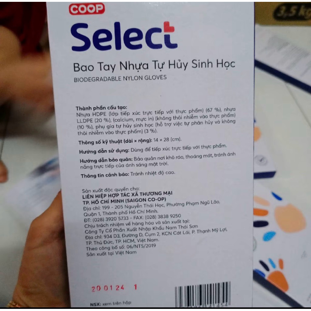 găng tay sử dụng 1 lần tự hủy sinh học select hộp 100 cái