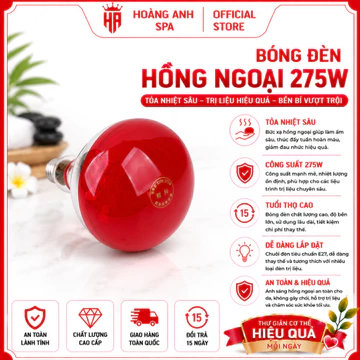 Bóng đèn hồng ngoại 220v 275W dùng trị liệu, sưởi ấm | Bóng đèn hồng ngoại cho các loại đèn