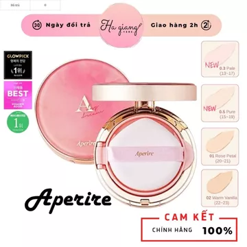 Phấn Nước Kiềm Dầu Aperire Day Dream Cover Cushion SPF50+ PA++++ , Phấn nước Aperire Che Phủ Khuyết Điểm