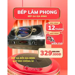 BẾP GAS ĐÔI MẶT INOX LNP -CHÉN NHÔM