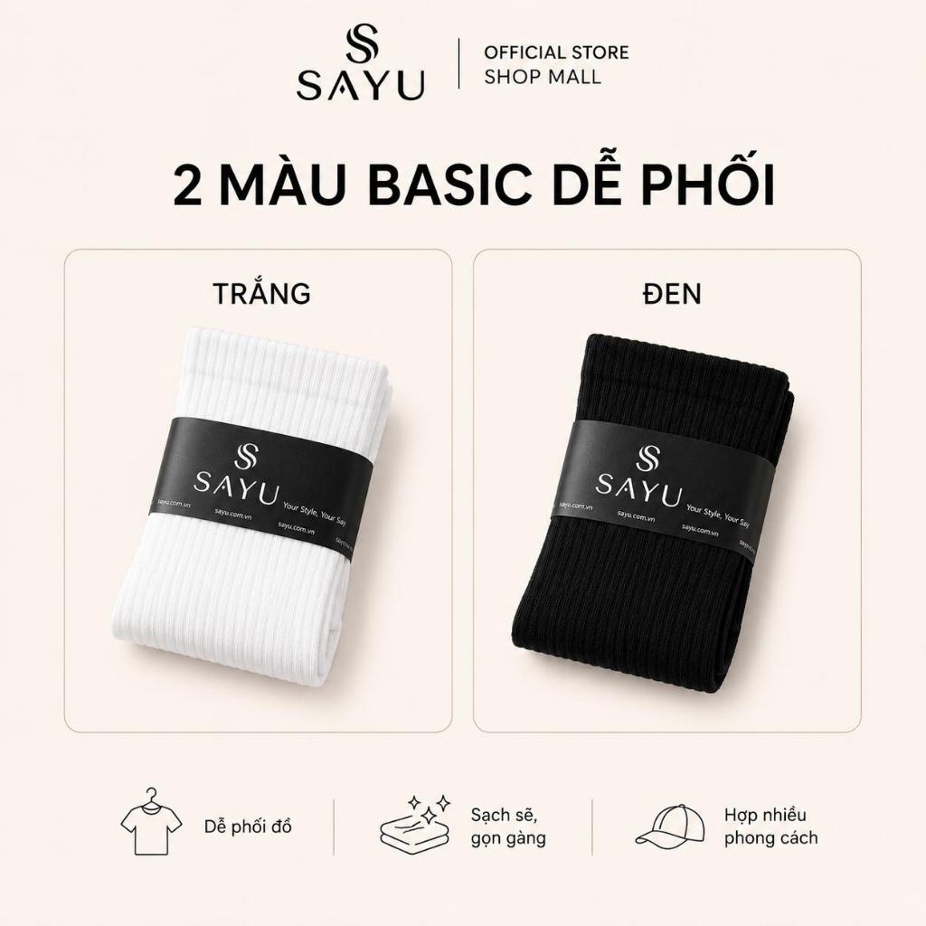 Combo 5 Đôi Tất Vớ Nam Nữ Cổ Cao Poly Spandex Kháng Khuẩn Khử Mùi Cao Cấp Hộp Kraft SAYU