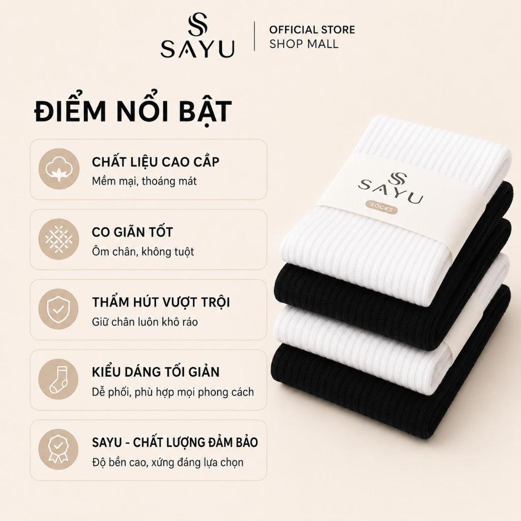 Tất Vớ Nam Nữ SAYU Cổ Cao Cổ Trung Cổ Ngắn Kháng Khuẩn Khử Mùi Thoáng Khí Kèm Hộp Kraft Sang Trọng