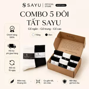 Combo 5 Đôi Tất Vớ Nam Nữ Cổ Ngắn Hàn Quốc Co Giãn Kháng Khuẩn Khử Mùi Cao Cấp Hộp Kraft SAYU