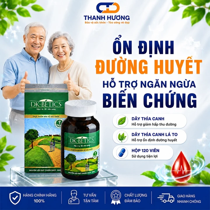 60v Viên uống tiểu đường hỗ trợ giảm và ổn định đường huyết DK Pharma DK Betics 60 viên từ cao dây thìa canh.