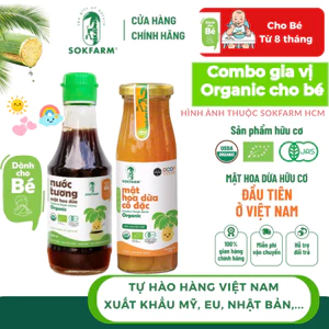 Combo Nước Tương + Mật Hoa Dừa Organic Sokfarm không chất bảo quản, không gluten, an toàn
