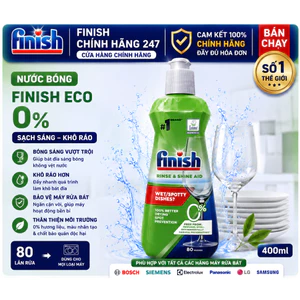 Nước làm bóng bát đĩa Finish Eco 0% - Chai 400ml an toàn không chứa hóa chất