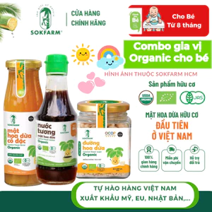 Combo Nước Tương, Đường, Mật Hoa Dừa Organic Sokfarm, thơm ngon an toàn cho bé