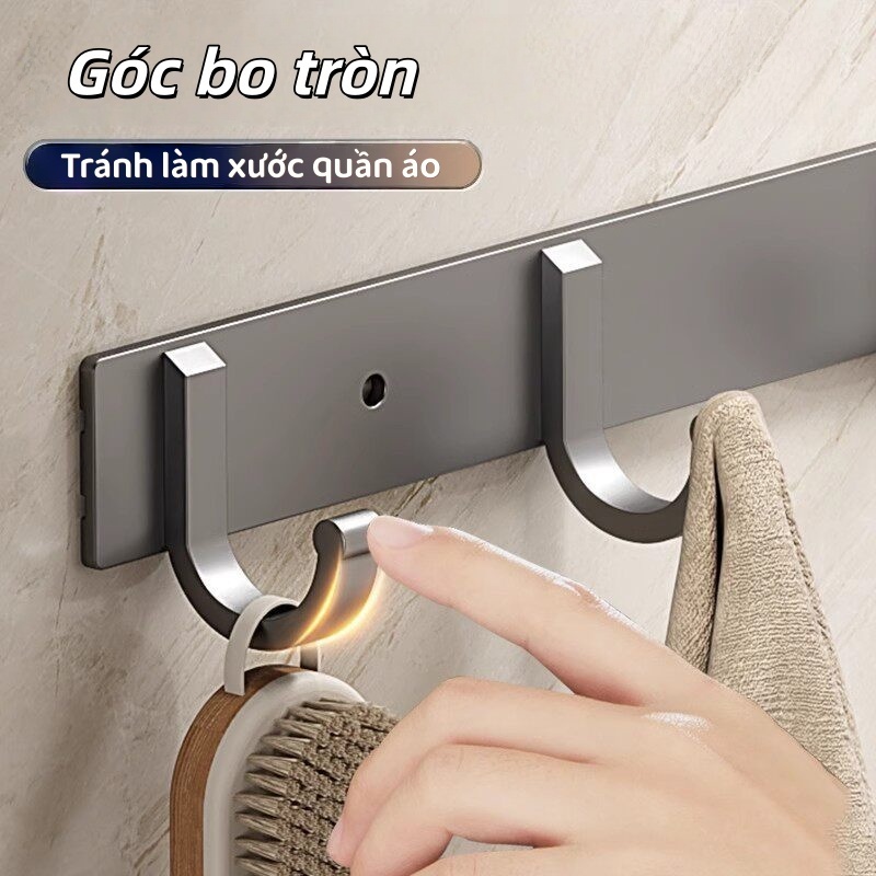 Móc treo đa năng siêu chắc, gắn tường sau cửa, thép carbon chịu lực, không khoan, kèm keo ốc