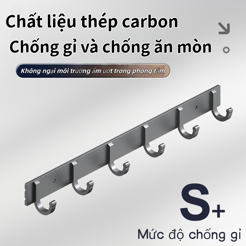 Móc treo đa năng siêu chắc, gắn tường sau cửa, thép carbon chịu lực, không khoan, kèm keo ốc