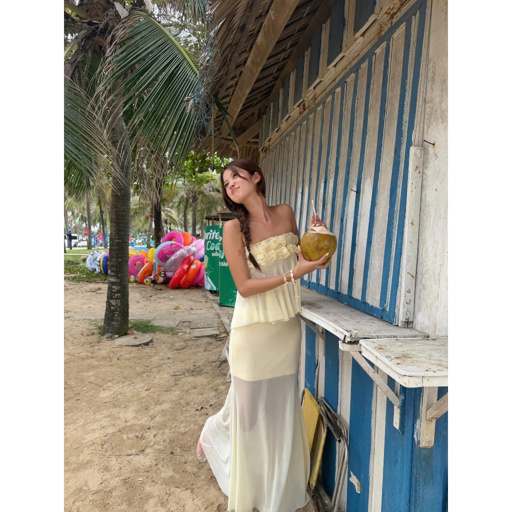 Chân Váy Nữ GRILVY SKIRT Form Dài Chất Thun Lưới Đi Biển SECODEE