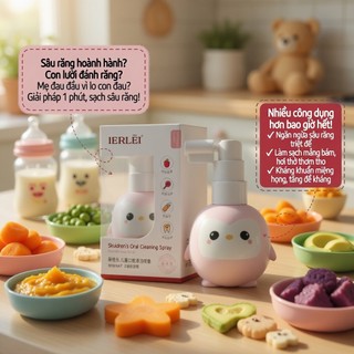 Xịt sâu răng IERLEI 40ml cho bé từ 1 tuổi giúp làm sạch thơm miệng loại bỏ mảng bám, bảo vệ men răng