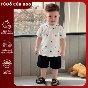 Set Áo Polo Bé Trai Trần Cún Cao Cấp,Bộ Quần Áo Bé Trai Mùa Hè,Set Bé Trai Cotton Mềm Mát 6-15kg A39