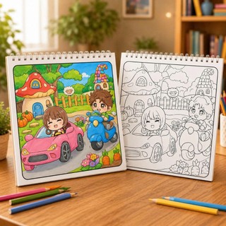 Sách Tô Màu Chibi Tình Bạn Diệu Kỳ Gáy lò xò 30 chủ đề 68 trang phù hợp cho mọi lứa tuổi