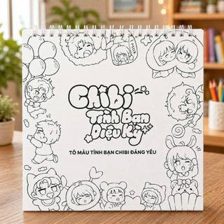 Sách Tô Màu Chibi Tình Bạn Diệu Kỳ Gáy lò xò 30 chủ đề 68 trang phù hợp cho mọi lứa tuổi