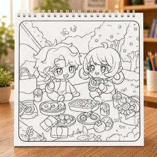 Sách Tô Màu Chibi Tình Bạn Diệu Kỳ Gáy lò xò 30 chủ đề 68 trang phù hợp cho mọi lứa tuổi