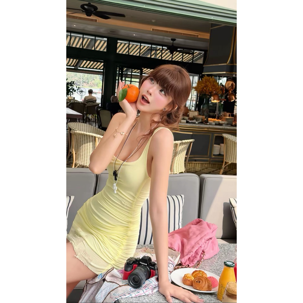Đầm ba lỗ body nhún rách Trân Ali