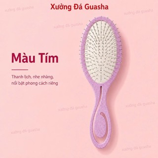 Lược Chải Tóc Gỡ Rối Bản Cao Cấp Tay Cầm Công Thái Học Chất Liệu Rơm Lúa Mì Không Hại Da - Lược Gỡ Rối Đệm Khí Đầu Tròn