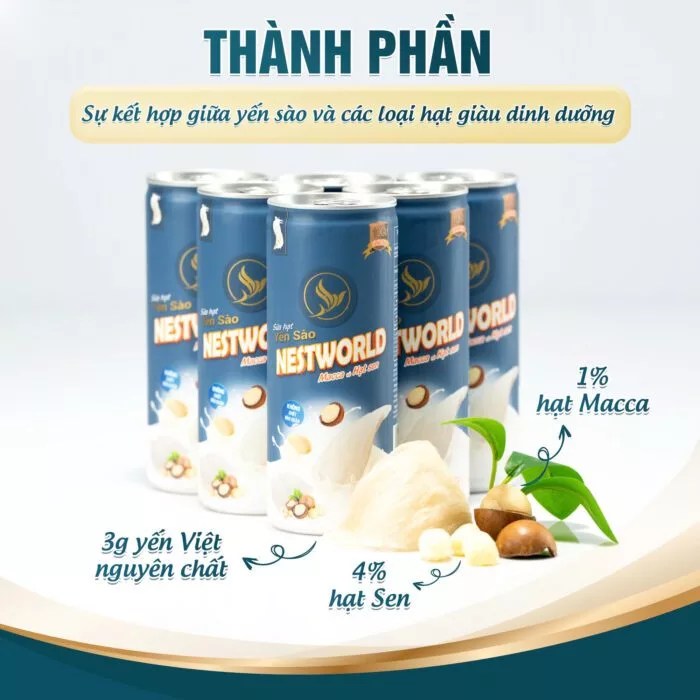 [1 LON] SỮA HẠT YẾN SÀO NESTWORLD MACCA VÀ HẠT SEN